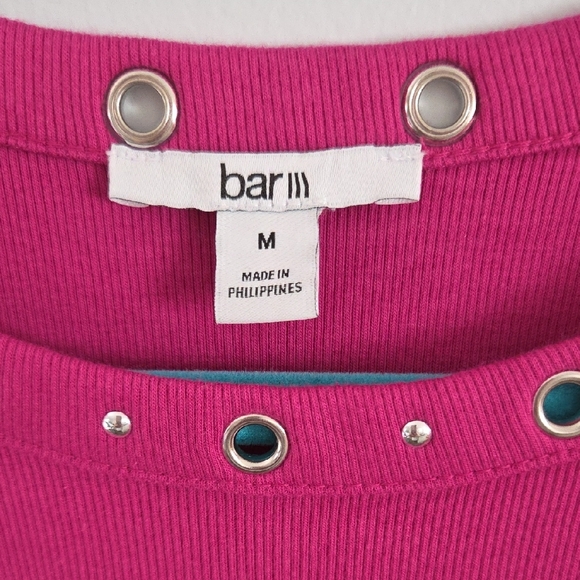 Bar III Fuchsia Tank Top with Silver Accents - Picture 2 of 2